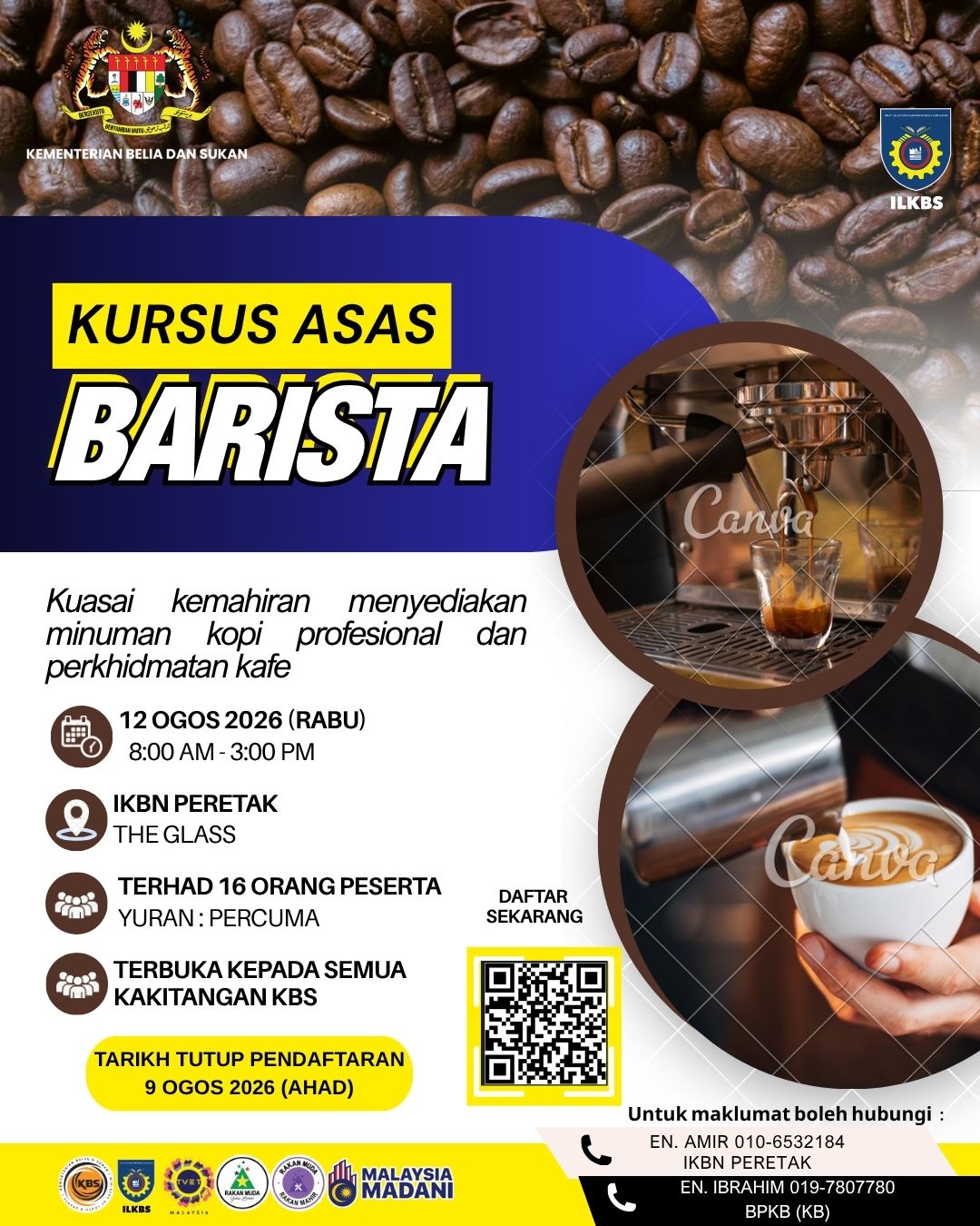 KURSUS ASAS BARISTA KEPADA PEGAWAI DAN KAKITANGAN KEMENTERIAN BELIA DAN SUKAN