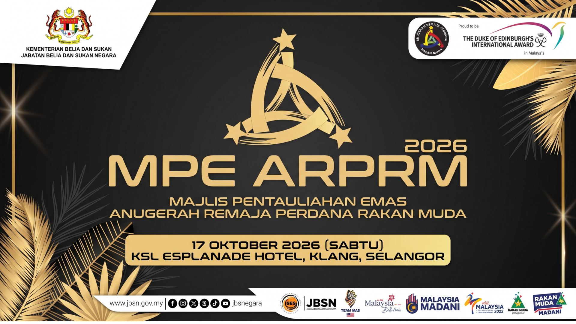 MAJLIS PENTAULIAHAN ANUGERAH REMAJA PERDANA RAKAN MUDA (ARPRM) TAHAP EMAS 2026